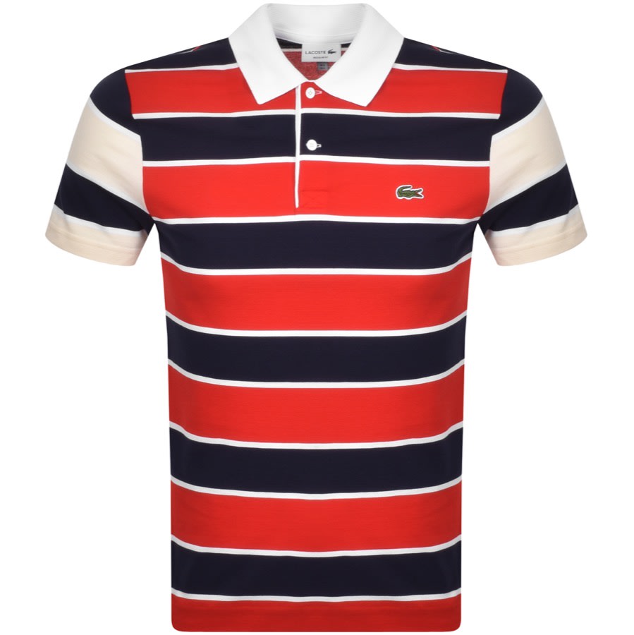 Alternative Image for ProductLacoste Striped Short Sleeved Polo T Shirt Navy1